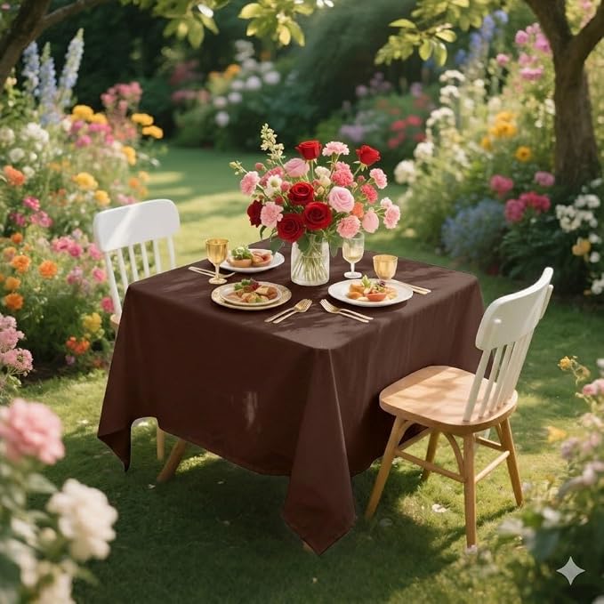 8 Pack Brown Square Tablecloth 54x54 Washable Polyester Table Cloth for Square or Round Tables, Wrinkle Resistant Fabric Decorative Covers for Dining Party Banquet Buffet and Wedding