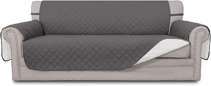Easy-Going Reversible Oversized Couch Cover for 3 Cushion Couch Sofa Cover for Dogs Water Resistant Furniture Protector Cover with Foam Sticks for Pet (Oversized Sofa, Gray/Ivory) | Machine Washable Slipcover For Dogs, Water Resistant Furniture Mat For...