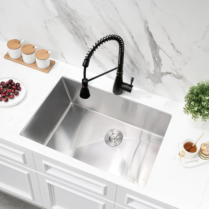 Undermount Kitchen Sink,Jshozzy 28x17 Stainless Steel Kitchen Sink Undermount 16 Gauge Handmade 10" Deep Single Bowl Sink