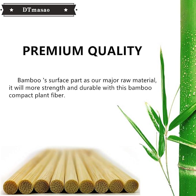 DTmasao 200PCS 12 inch Bamboo Skewers for Wooden Sticks， BBQ，Appetiser，Fruit，Cocktail，Kabob，Chocolate Fountain，Grilling，Kitchen，Crafting and Party. Φ=3mm, More Size Choices 6"/8"/10"/12"/36"