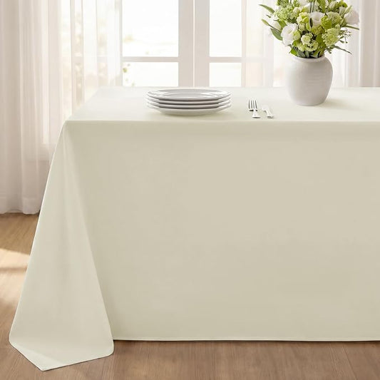 Softalker Rectangle Tablecloth, Waterproof Table Cloths Wrinkle Free Fabric Washable Polyester Table Cover for Dining Tables Party Outdoor Camping Parties Buffet - 54 x 78 inch, Ivory