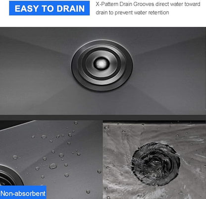 24 x 18 Inch Modern Drop In Kitchen Bar Sink, 304 Stainless Steel Black Single Bowl Topmount Sink, Nano Laundry RV Deep Workstation Sinks with Drain Strainer & Grid
