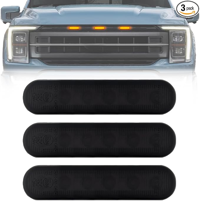 RECON - Universal 3-Pc Front Grille Ultra Bright High Power Switchable Amber or White LED Daytime Running Lights - Smoked Lens