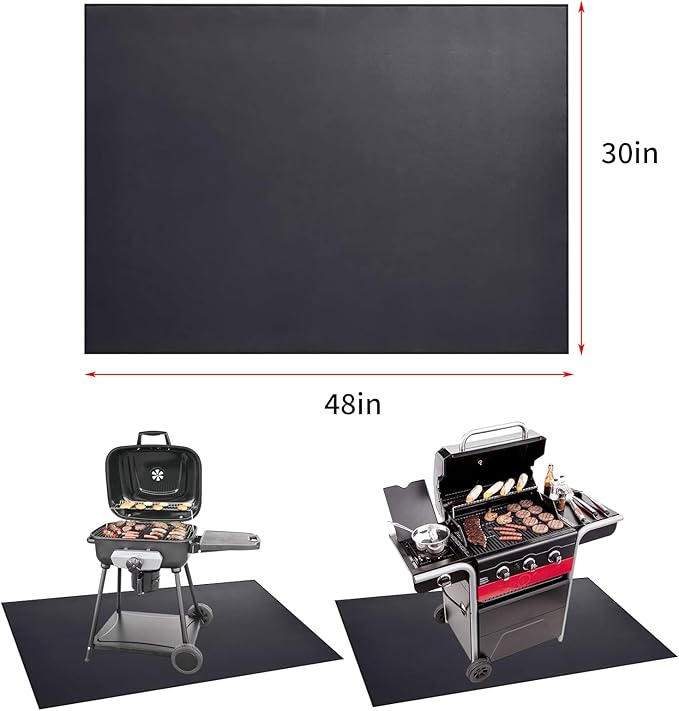 MDEOOSKY 48" x 30" Fireproof Mat Under Grill Mat Deck Protector Fire Pit Mat Oil-Proof Waterproof BBQ Protector for Deck and Patio Easy to Clean Storage Waterproof Foldable