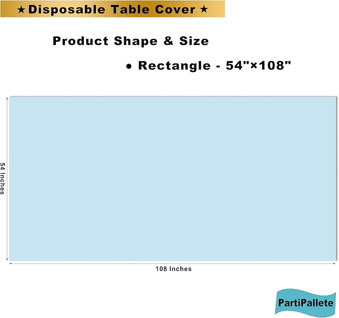 3-Pack Premium Plastic Light Sky Blue Tablecloth Disposable 54" x 108" Rectangle Table Cover Party Baby Pale Blue Table Cloths for Parties Birthdays Weddings Baby Shower Picnic Events
