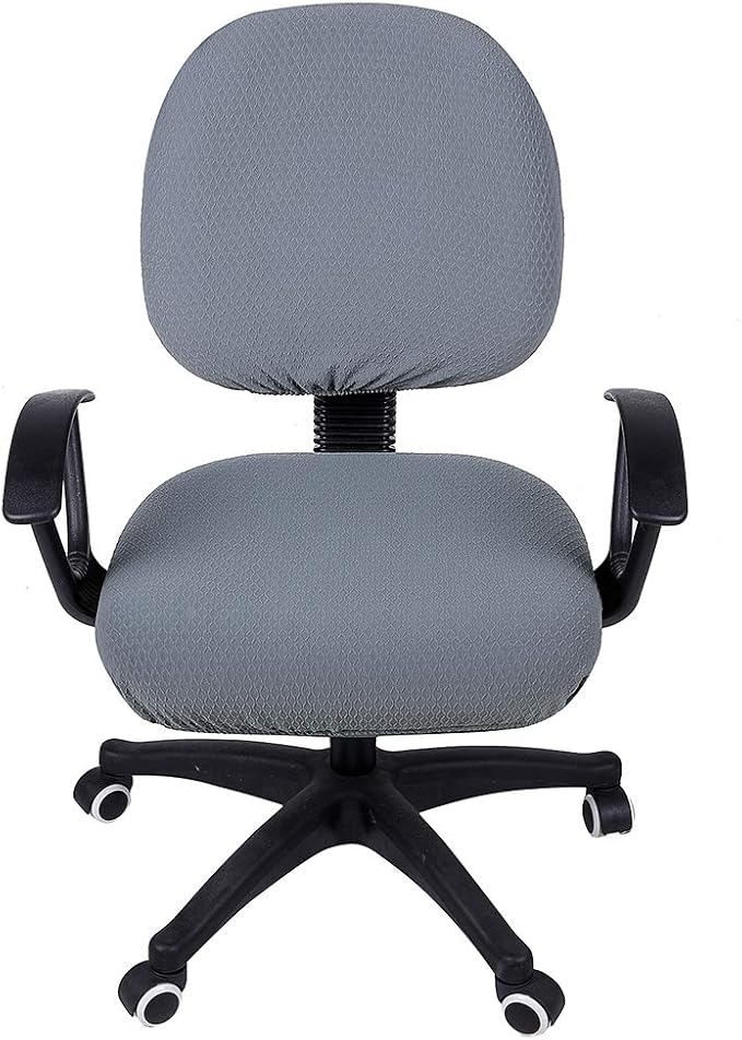 Smiry Office Computer Chair Covers for Desk Rotating Chair Protector | Stretch Jacquard Removable Washable Desk Chair Seat Cushion Protectors, Grey