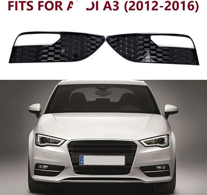 Fog Lamps Cover 2PCS for Gloss Black Fog Light Bezel Grill Replacement A3 2012-2016 Front Bumper Grille Cover 8V3807681 8V3807682