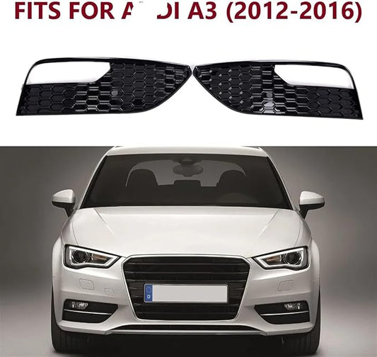 Fog Lamps Cover 2PCS for Gloss Black Fog Light Bezel Grill Replacement A3 2012-2016 Front Bumper Grille Cover 8V3807681 8V3807682