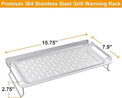 Griddle Warming Rack for Weber Slate 36 30 28 Inch Rust-Resistant Griddle, Stainless Steel Grill Warming Rack for Blackstone 17 22 28 36 Inch Charbroil Camp Chef and Most Flattop Griddle Accessories