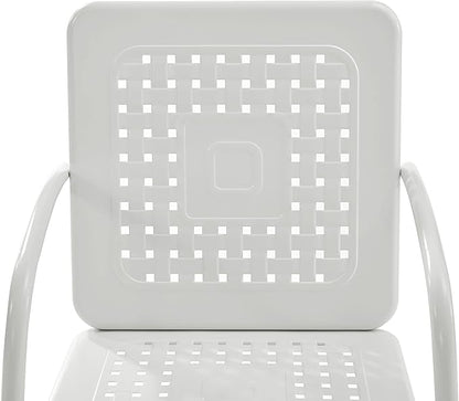 Crosley Furniture Bates 5-Piece Outdoor Dining Set for 4, Retro Metal Round Patio Table and Chairs for Deck, White Gloss