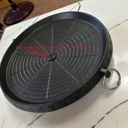 Korean Style BBQ Grill Pan with Maifan Coated Surface Non-stick Smokeless Barbecue Plate for Indoor Outdoor Grilling 32x32cm