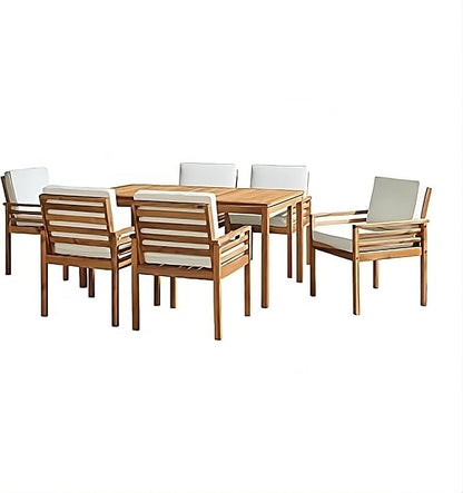 Alaterre Furniture, Okemo Acacia Wood Outdoor Dining Set, 63" W, Natural