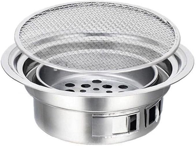 Charcoal Barbecue Grill Round Portable Household Camping Grill Stove with Barbecue Net,Outdoor Barbecue Tools