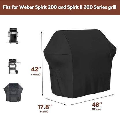 48 inch 7138 Premium Grill Cover BBQ Grill Cover for Weber Spirit 200 and Spirit II 200 Series 2 Burner Covers Heavy Duty and Waterproof Replacement Part for WeberBBQ Gas Grill