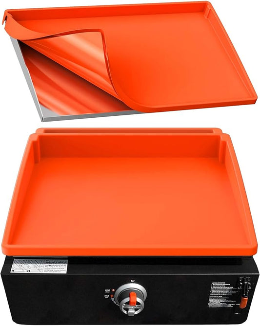 BANGIE 17" Silicone Griddle Mat for Blackstone Accessories - Anti-Warping & UV-Resistant Cover for Single-Burner Tabletop Grill, Blocks Condensation Rust (Orange)