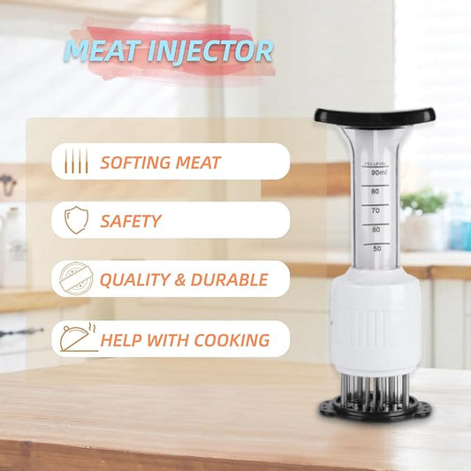 Stainless steel Marinade Meat Injector, Marinade Tenderizer Injector Needle Flavor Syringe Cooking Meat Poultry Turkey Chicken BBQ