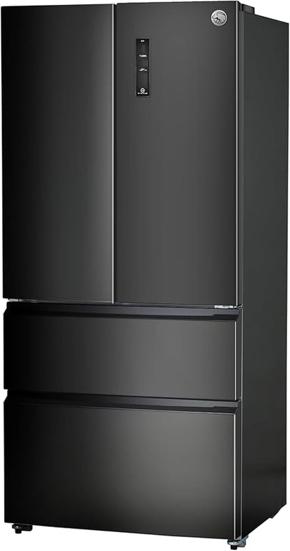 Commercial Cool 18.9 Cu. Ft. French Door Refrigerator, 33 Inch Wide Refrigerator with 2 Bottom Mount Freezer Drawers, Frost Free, LED Lighting, Digital Temperature Control, CCRF1890KB, Black | 33 Inch Wide Refrigerator with 2 Bottom Mount Freezer Drawe...