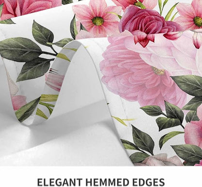 TKS MITLAN Roses Tablecloth 52 x 70 Inch Rectangular Wreath Pretty Floral Pink Peony Flowers Bud Leaf Bouquet Elegance Oblong Table Cloth Kitchen Table Decorations for Home Dinner Party