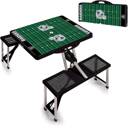 Picnic TIME NFL Football Field Folding Picnic Table, Camping Table, Outdoor Table with Umbrella Hole