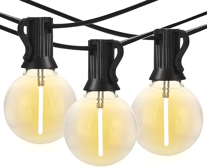 Banord 29FT Globe Outdoor String Lights, Shatterproof Patio Lights with 15 Dimmable Plastic Bulbs, Waterproof Hanging Lights String for Porch Backyard Cafe, E12 Socket Base