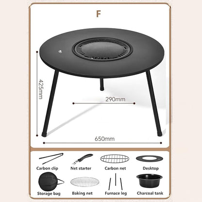 Outdoor Charcoal BBQ Grill Portable Charcoal Barbecue Grill with A Variety of Grilling Accessories Perfect for Outdoor Cooking & Grilling, BBQ, Patios with Carry Bag(F)