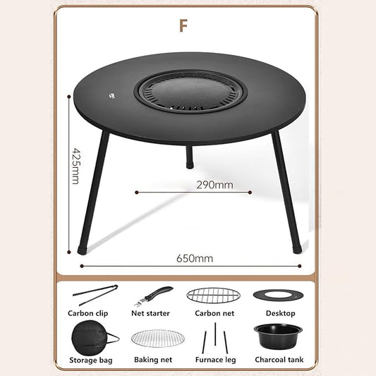 Outdoor Charcoal BBQ Grill Portable Charcoal Barbecue Grill with A Variety of Grilling Accessories Perfect for Outdoor Cooking & Grilling, BBQ, Patios with Carry Bag(F)