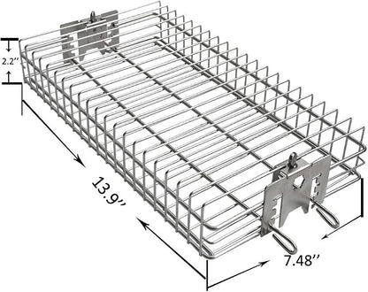 onlyfire 6042 Stainless Steel Flat Spit Rotisserie Grill Basket for Grills | Fits 1/2" Hexagon, 3/8" Hexagon, 3/8" Square & 5/16" Square Rotisserie Spit Rods