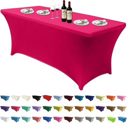 ABCCANOPY 6FT Spandex Table Cover, Stretch Fitted Tablecloth, Magenta | Rectangular Tight, Fitted, Washable and Wrinkle Resistant Table Protector for Wedding, Banquet,Birthday, Party, Event