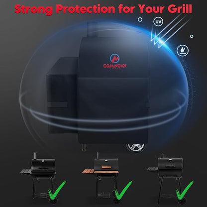 Comnova Grill Cover for Char Griller Wrangler Charcoal Grill - 600D Outdoor Grill Cover for Charcoal Grill, Fits Wrangler Models 2123, 2823, 2223, 2623 Without Side Fire Box - 38" L x 31" W x 51" H