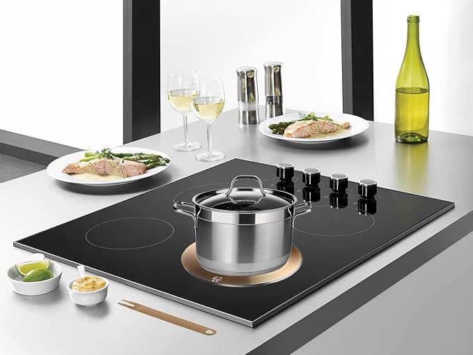 6.3Inch Heat Diffuser Plate, Grouarty Stainless Steel Cooking Induction Adapter Simmer Plate for Electric Gas Glass Cooktop Hob Ring, Induction Cooktop Converter Plate with Handle
