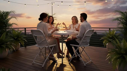 3 Piece Folding Card Table Portable and Chair Set, 34" Square Black Bi-Fold Table 2 Adult Chairs for Board Games Nights Gatherings Party Home Indoor Outdoor Lightweight