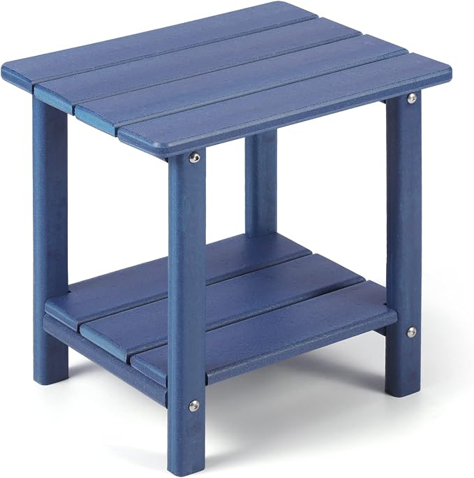 Apolimi Adirondack Outdoor Side Table, 2-Tier Sturdy Patio End Table Weather Resistant, 16.5" Solid Side Table for Patio, Pool, Porch