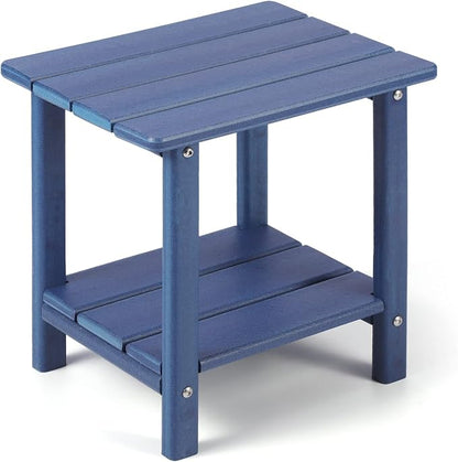 Apolimi Adirondack Outdoor Side Table, 2-Tier Sturdy Patio End Table Weather Resistant, 16.5" Solid Side Table for Patio, Pool, Porch