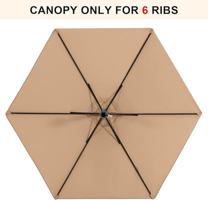 MASTERCANOPY Patio Umbrella 7.5 ft Replacement Canopy for 6 Ribs-Beige Canopy Only