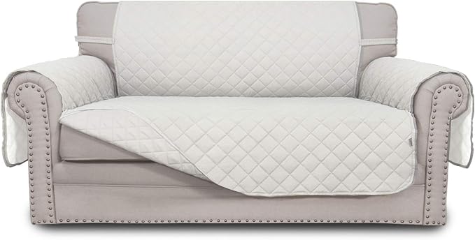 Easy-Going Reversible Loveseat Couch Cover for 2 Cushion Couch Sofa Cover for Dogs Water Resistant Furniture Protector with Foam Sticks Elastic Straps for Pet (Loveseat, Ivory/Ivory) | Machine Washable Slipcover For Dogs, Water Resistant Furniture Mat ...
