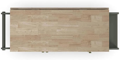 Homestyles Mobile Kitchen Island Cart with Wood Top and Dropleaf Breakfast Bar, 18" D x 53.5" W x 36" H, Green