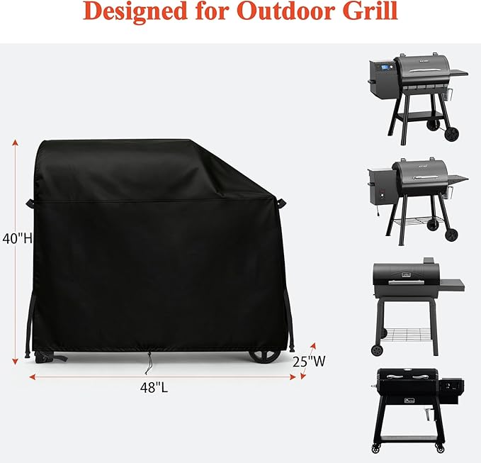 TheElves Outdoor Grill Covers Waterproof Heavy Duty for BLATOMIC 440A 450A Wood Pellet Grill & Feasto CG3019 30-Inch Charcoal Grills & recteq SmokeStone RT-480SS Pellet Grils - 48" W x 25" D x 40" H