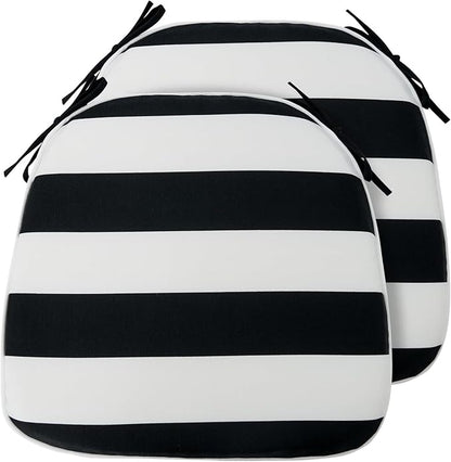 FUNHOME Outdoor Chair Cushions Set of 2,Patio Seat Cushion 17"x16"x2",U-Shaped Dining Chair Cushion 17 by 16 Inch,Water Resistant,Fade-Resistant Chair Pads for Kitchen Garden Furniture(Black White)