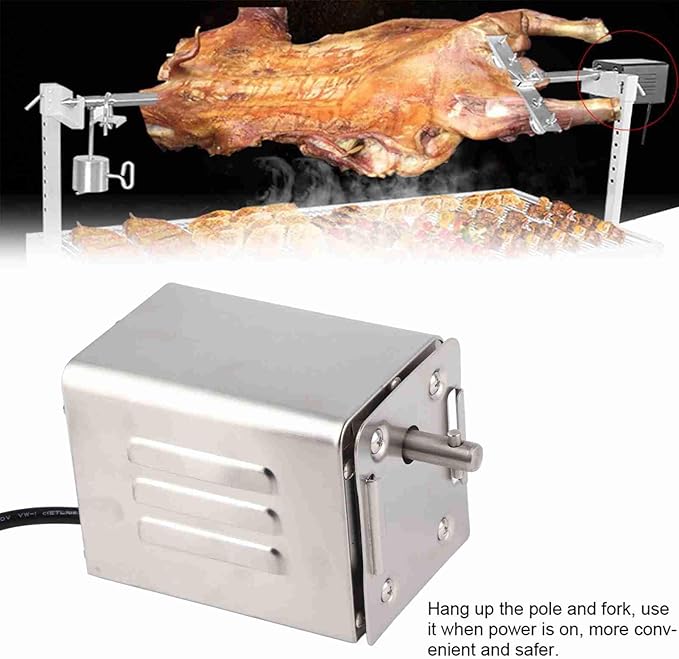 30kg Outdoor Rotisserie Kit Stainless Steel BBQ Rotisserie Motor Electric Roaster Barbecue Motor Roast Meat Grill (3-4RPM)
