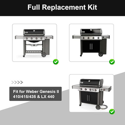 Uniflasy Grill Parts for Weber Genesis II E-410/E-415/E-435, Flavorizer Bars Heat Deflectors Replacements for Weber GS4 Genesis II LX E-440 66686 66041 66033, 17" Stainless Steel