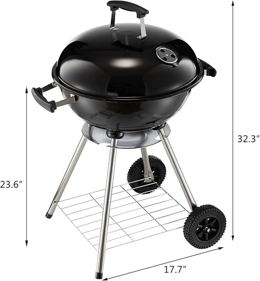 DOEWORKS Charcoal Grill 18” Original Kettle Round Barbecue Grill for Outdoor Picnic Backyard Camping