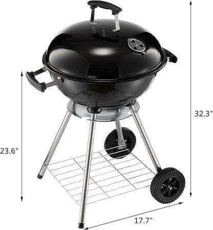 DOEWORKS Charcoal Grill 18” Original Kettle Round Barbecue Grill for Outdoor Picnic Backyard Camping
