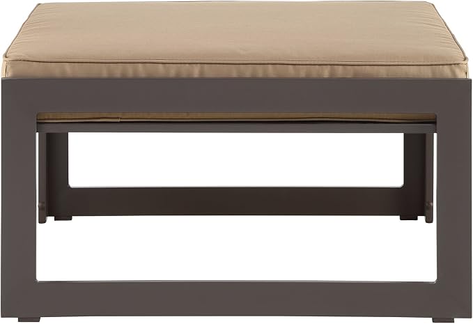 Modway Fortuna Aluminum Outdoor Patio Ottoman in Brown Mocha