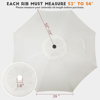 Blissun 9ft Patio Umbrella Replacement Canopy, Market Umbrella Top, Outdoor Table Umbrella Canopy for 8 Ribs, Canopy Only