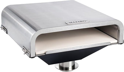 MAJARO Pellet Grill Pizza Oven Attachment with 13" Cordierite Pizza Stone, Stainless Steel Outdoor Pizza Oven Insert, Adjustable 16"-19" Depth, Fits Most Pellet Grills, Up to 800°F