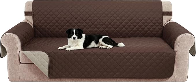 Reversible Oversized Sofa Covers, XL Sofa, Chocolate/Beige | Couch Cover Furniture Protector for Dogs Elastic Straps Water Repellent Furniture for 4 Cushion Couch