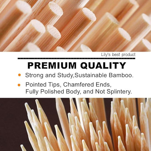 HOPELF 4" Natural Bamboo Skewers Sticks for Appetiser，Fruit，Cocktail，Kabob，Chocolate Fountain，Grilling，Barbecue，Kitchen，Crafting.More Size Choices 4"/6"/8"/10"/12"/14"/16"/17.5"/30"/36"(500 PCS)