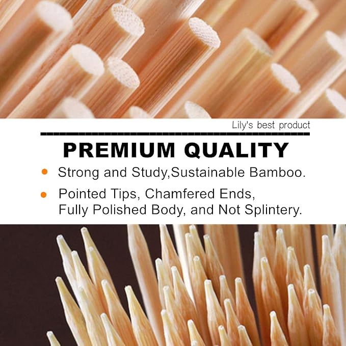 10" Natural Bamboo Skewers for BBQ，Appetiser，Fruit，Cocktail，Kabob，Chocolate Fountain，Grilling，Barbecue，Kitchen，Crafting and Party. Φ=4mm, More Size Choices 6"/8"/12"/14"/16"/17.5"/30"/36"(200 PCS)