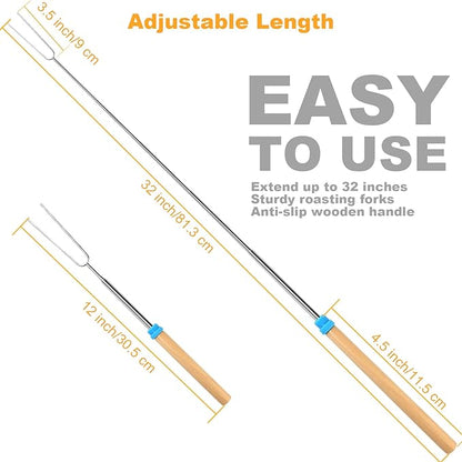 5 Pcs Marshmallow Roasting Sticks for Fire Pit Long 32Inch, Smores Sticks Skewers, Smores Kit for Fire Pit, Premium Telescoping Hot Dog Roasting Sticks for Campfire Accessories Outside Camping VOPTON