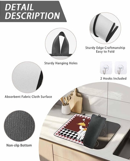 Stove Top Covers for Electric Stove 31x24 Inches, Fat Chef HeatResistant Glass Cooktop Protector, Red Gourmet Kitchen Red Black Buffalo Plaid Ceramic Stovetop Countertop Covers Mat, Oven Cover